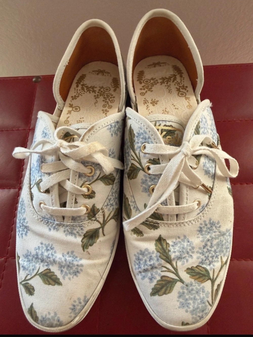 Keds Canvas Floral Lace-Up Sneakers - White & Blue